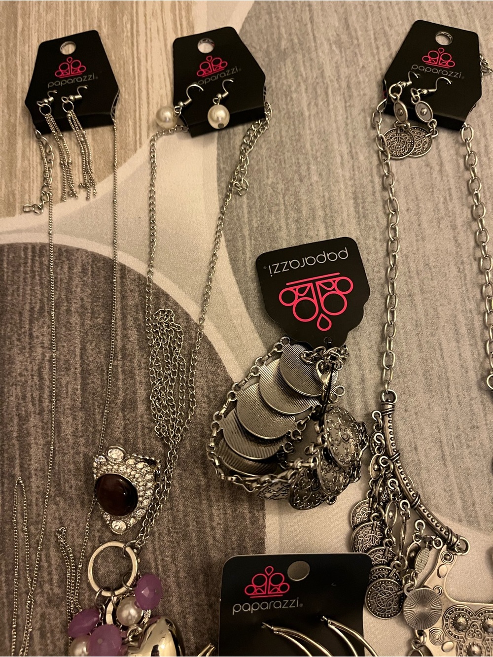 paparazzi Silver-Tone Layered Charm Necklace Set